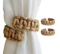 ZMZaoan Paquete de 2 alzapaños Trenzados para Cortinas, Alzapaños Cortinas de Cuerda de Yute, Cuerdas Cortinas Dormitorio Bohemio, Tiebacks Elegantes sin Taladro para el hogar, al Aire Libre