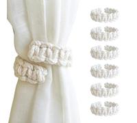 ZMZaoan Paquete de 6 alzapaños Trenzados para Cortinas, Alzapaños Cortinas de Cuerda de Yute, Cuerdas Cortinas Dormitorio Bohemio, Tiebacks Elegantes sin Taladro para el hogar, al Aire Libre（Blanca）