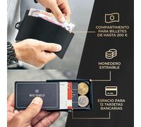 ZNAP Slim Wallet 12 Tarjetera monedero 8,9 x 1,8 x 6,3 cm (largo x grueso x ancho) protección RFID Slimpuro
