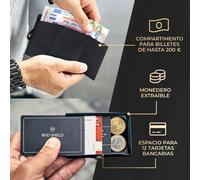 ZNAP Slim Wallet 12 Tarjetera monedero 8,9 x 1,8 x 6,3 cm (largo x grueso x ancho) protección RFID Slimpuro