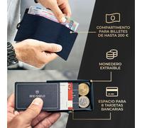 ZNAP Slim Wallet 8 billetera delgada 8 tarjetas y compartimento para monedas 8,9 x 1,5 x 6,3 cm (ancho x grueso x largo) Protección RFID Slimpuro