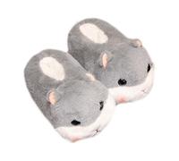 ZNEL Dibujos Animados Animales Pantuflas Espalda Cerrada Zapatillas De Algodón Botines Cálidos Zapatos Interior Exterior Aislamiento Térmico(36/37 EU, Gray-Hamster)