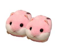 ZNEL Dibujos Animados Animales Pantuflas Espalda Cerrada Zapatillas De Algodón Botines Cálidos Zapatos Interior Exterior Aislamiento Térmico(38/39 EU, Pink-Hamster)