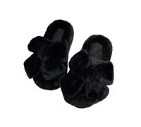 ZNEL Mujer Bonitas Pantuflas De Felpa con Lazo Punta Abierta Zapatillas Suela De 2-6 Cm De Grosor Sandalias para Novia Y Dama De Honor para Bodas Y Despedidas De Soltera(41 EU, Black-4cm)