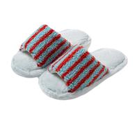 ZNEL Mujer Pantuflas De Rayas De Colores Suave Y Esponjosa Puntera Abierta Sandalias Cómodas Planas Antideslizantes Zapatillas De SPA(38/39 EU, Light Blue)