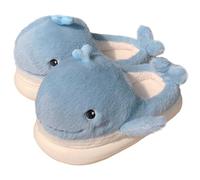 ZNEL Mujeres/Hombres Lindo Difuso Pantuflas De Peluche Kawaii Ballena Animal Dibujos Animados Felpa Zapatos de casa, Nalga de Nubes Interior y Desgastar(38-39, Blue)