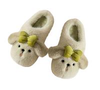ZNEL Mujeres Hombres Peluche Perro Orejudo Y Pajarita Pantuflas Zapatillas Animales De Dibujos Animados Zapatos Antideslizantes, Cálidos Y Acogedores Interior Y Exterior(40/41 EU, Green)