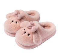 ZNEL Mujeres Hombres Peluche Perro Orejudo Y Pajarita Pantuflas Zapatillas Animales De Dibujos Animados Zapatos Antideslizantes, Cálidos Y Acogedores Interior Y Exterior(38/39 EU, Pink)