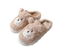 ZNEL Osito De Peluche Pantuflas para Mujeres Hombres Zapatillas De Casa Interior Al Aire Libre Dormitorio Forrado De Lana Zapatos Antideslizantes(42/43 EU, Brown)