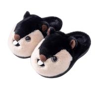 ZNEL Pantuflas De Algodón con Diseño De Ardilla De Dibujos Animados Zapatos De Felpa Suave De Animales Zapatillas para Mujer Y Hombre Dormitorio Y Sala De Estar(36/37 EU, Black)