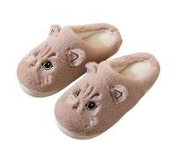 ZNEL Pantuflas Fuzzy Para Mujeres Hombres, Mujer Niña Simpática Zapatilla De Gato Para Interior Exterior Rosa/blanco/negro/marrón/gris(44-45, Brown)