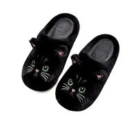 ZNEL Pantuflas Fuzzy para Mujeres Hombres, Mujer Niña Simpática Zapatilla De Gato para Interior Exterior Rosa/Blanco/Negro/marrón/Gris(40-41, Black)