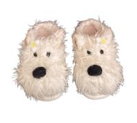 ZNEL Pantuflas para Mujer Animal De Peluche Peludo Perro Terrier Acogedoras Zapatos De Cachorro De Dibujos Animados Antideslizantes Zapatillas De Algodón(38/39 EU, White)