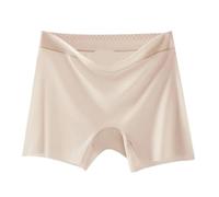 ZNJAMN Braguitas Tipo BóXer para Mujer 2pcs Summer Ice Silk Ultra-Thin Quick-Drying Boxer Brief Women Seamless High Waist Panties Plus Size Female Safety Underwear para Mujeres(Beige,4XL (90-100kg))