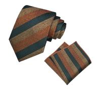 ZNJAMN Corbatas Para Hombre Conjunto de 2 piezas corbatas a rayas for hombre, pañuelo bolsillo poliéster, formales 8cm ancho, traje esmoquin Para Bodas(Color A)