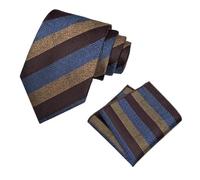 ZNJAMN Corbatas Para Hombre Conjunto de 2 piezas corbatas a rayas for hombre, pañuelo bolsillo poliéster, formales 8cm ancho, traje esmoquin Para Bodas(Color E)
