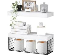 ZNJAMN Estantes Flotantes 3 unids/Set estantes de baño sobre el Inodoro Estante Flotante for Libros montado en la Pared Almacenamiento de Papel pequeño 16 Pulgadas(White Black)