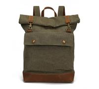 ZNJAMN Mochila Roll Top Mochila de lona informal retro, resistente al desgaste, cuero Para Viaje Uni Ciclismo Trabajo(Green)
