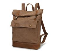 ZNJAMN Mochila Roll Top Mochila de lona informal retro, resistente al desgaste, cuero Para Viaje Uni Ciclismo Trabajo(Coffee)
