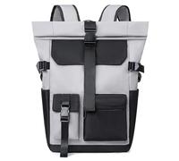 ZNJAMN Mochila Roll Top Mochila impermeable for acampar y hacer senderismo, de gran capacidad Para Viaje Uni Ciclismo Trabajo(Light Grey)