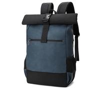 ZNJAMN Mochila Roll Top Mochilas impermeables for ordenador, ligeras, de piel sintética, con parte superior enrollable, for hombre y mujer Para Viaje Uni Ciclismo Trabajo(Blue)