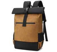ZNJAMN Mochila Roll Top Mochilas impermeables for ordenador, ligeras, de piel sintética, con parte superior enrollable, for hombre y mujer Para Viaje Uni Ciclismo Trabajo(Yellow)
