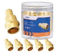 (Znkiok® 5 unidades) Prensa de 1/2 pulgada x adaptador Pex de 1/2 pulgada, adaptador de cobre Prensa a Pex, latón sin plomo, NSF/ANSI 61, UPC.