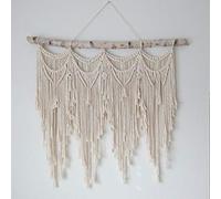 ZNKZJ Tapices de Pared de macramé Hechos a Mano,tapices Colgante de Pared Tejidos Bohemio,decoración de Arte de Pared de Banner de Borla de algodón para Salón o Dormitorio,Beige-39.37 x 35.43 in