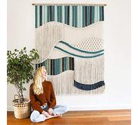 ZNKZJ Tapiz macramé de Pared Hecho a Mano Grande-Tapices de macramé Tejidos de Arte Colorido Bohemio-Elegante decoración para Colgar en la Pared con borlas Textiles de Rayas,B-60 x 80 cm