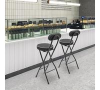ZNLLQZN 2 taburetes de bar portátiles plegables con respaldo, para cocina, bar y actividades al aire libre, capacidad de carga 125 kg, altura 88 cm (negro)