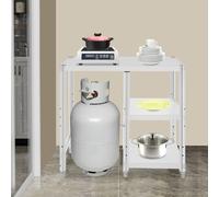 ZNLLQZN Estantería de cocina de acero inoxidable de 3 niveles, de pie, ajustable, con preparación, para microondas, para guardar cocinas de gas, cilindros de gas, hornos microondas, utensilios de