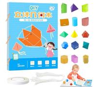 Znnhnn Pull String 3D Geometry Libro de aprendizaje con 15 modelos y cuaderno de trabajo, volumen y superficie, cálculo de aprendizaje, incluye formularios y tareas, regalo para niños y niñas