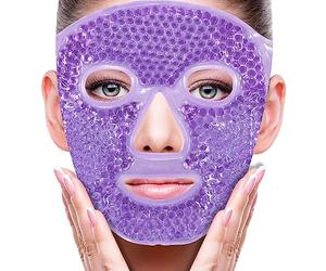 ZNÖCUETÖD Máscara facial de hielo facial de gel caliente y frío para postoral, dental, nariz, estiramiento facial, cosméticos y cirugía láser, recuperación de hinchazón, ojeras y dolores de cabeza