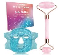 ZNÖCUETÖD Rodillo facial de hielo con rodillo de jade y máscara facial de hielo, máscara de gel de refrigeración fría, juego de regalo para mujeres, envejecimiento facial, levantamiento de arrugas