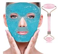 ZNÖCUETÖD Rodillo facial de hielo con rodillo de jade y máscara facial de hielo, máscara de gel de refrigeración fría, juego de regalo para mujeres, envejecimiento facial, levantamiento de arrugas