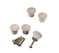 ZNTIHZ 5 uds Mini perillas redondas de madera con tornillo 23 * 20mm 0,91 "manija un solo orificio Para Cajones Armarios Cocina(Beige)