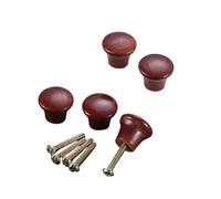 ZNTIHZ 5 uds Mini perillas redondas de madera con tornillo 23 * 20mm 0,91 "manija un solo orificio Para Cajones Armarios Cocina(Red)