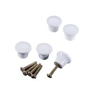 ZNTIHZ 5 uds Mini perillas redondas de madera con tornillo 23 * 20mm 0,91 "manija un solo orificio Para Cajones Armarios Cocina(White)