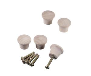 ZNTIHZ 5 uds Mini perillas redondas de madera con tornillo 23 * 20mm 0,91 "manija un solo orificio Para Cajones Armarios Cocina(Beige)