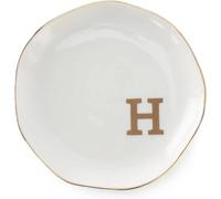 ZNTIHZ Bandeja de joyería con Plato de Anillo con Iniciales, Compromiso de Boda con Monograma AZ for Mujeres, Amigas, Hermana, cerámica Blanca para Guardar y Exhibir Aretes(H)