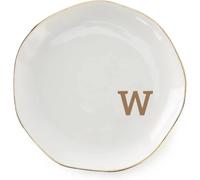 ZNTIHZ Bandeja de joyería con Plato de Anillo con Iniciales, Compromiso de Boda con Monograma AZ for Mujeres, Amigas, Hermana, cerámica Blanca para Guardar y Exhibir Aretes(W)