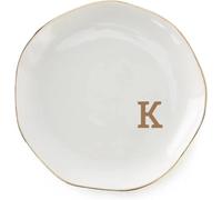ZNTIHZ Bandeja de joyería con Plato de Anillo con Iniciales, Compromiso de Boda con Monograma AZ for Mujeres, Amigas, Hermana, cerámica Blanca para Guardar y Exhibir Aretes(K)