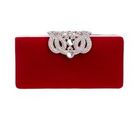 ZNTIHZ Bolsos De Mujer de terciopelo, bolso mano día, corona diamantes, bolsos noche lujo for mujer, femenino for fiesta y boda Para Cenas Y Riestas(Red)