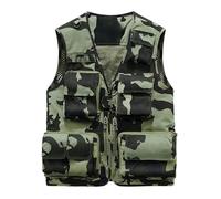 ZNTIHZ Chalecos de exterior, chalecos escalada, chaquetas multibolsillos, pesca y fotografía, malla transpirables for hombre, abrigos acampada Para Cámping, Senderismo Viajes(Green,3XL)