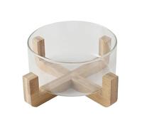 ZNTIHZ Frutero de vidrio, ensaladera grande creativa, Base madera, aperitivos, palomitas maíz, nueces, tazones almacenamiento, contenedor for el hogar Para Cocinar Y Hornear