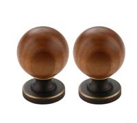 ZNTIHZ Manija redonda de madera y latón for cajón, pomo Vintage, fácil usar, for muebles gabinetes del hogar, 2 uds Para Cajones Armarios Cocina(Color 1)