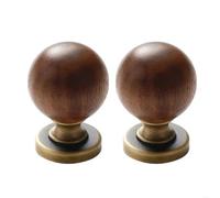 ZNTIHZ Manija redonda de madera y latón for cajón, pomo Vintage, fácil usar, for muebles gabinetes del hogar, 2 uds Para Cajones Armarios Cocina(Color 3)