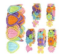 ZNZAKKA Cinta de encaje bordada, ribete de encaje para coser, diseño colorido de concha de corazón, mariposa, flores, cinta de tela para decoración, suministros de manualidades, 6 yardas (mezcla)