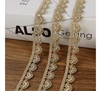 ZNZAKKA Cinta de encaje dorada bordada dorada para costura, encaje metálico para manualidades (0.5 pulgadas x 4.8 yardas)