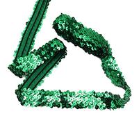 ZNZAKKA Cinta elástica de lentejuelas verdes de 10 yardas, cinta elástica plana con purpurina para vestido de baile, adornar suministros de diadema (verde)